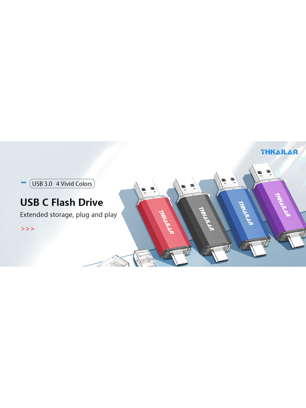 THKAILAR 64GB USB Flash Drive-USB Stick 3.0 for External Storage Data 2 in 1...